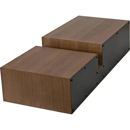 Nido Wood & Black Steel Rectangle Coffee Table - LOOMLAN - Noir - Coffee Tables