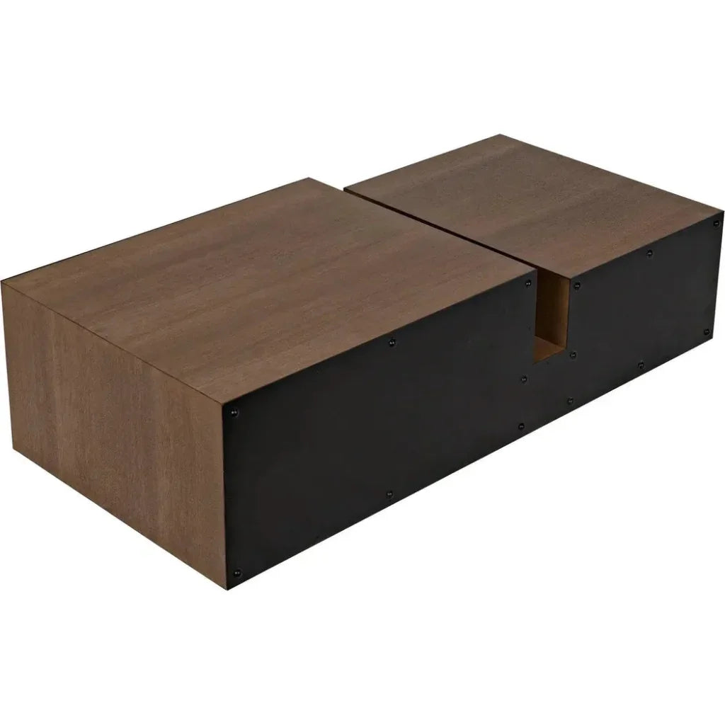 Nido Wood & Black Steel Rectangle Coffee Table - LOOMLAN - Noir - Coffee Tables