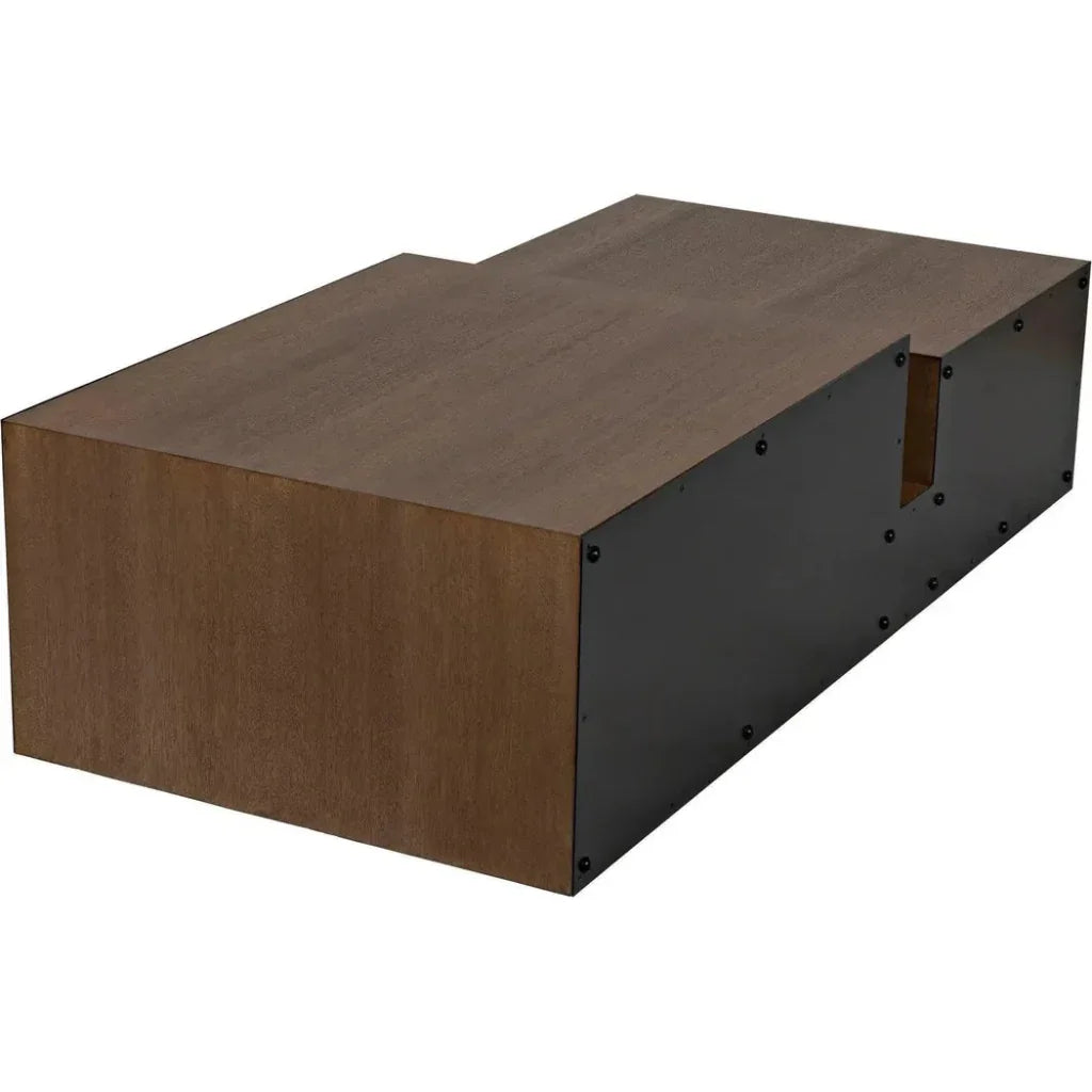Nido Wood & Black Steel Rectangle Coffee Table - LOOMLAN - Noir - Coffee Tables