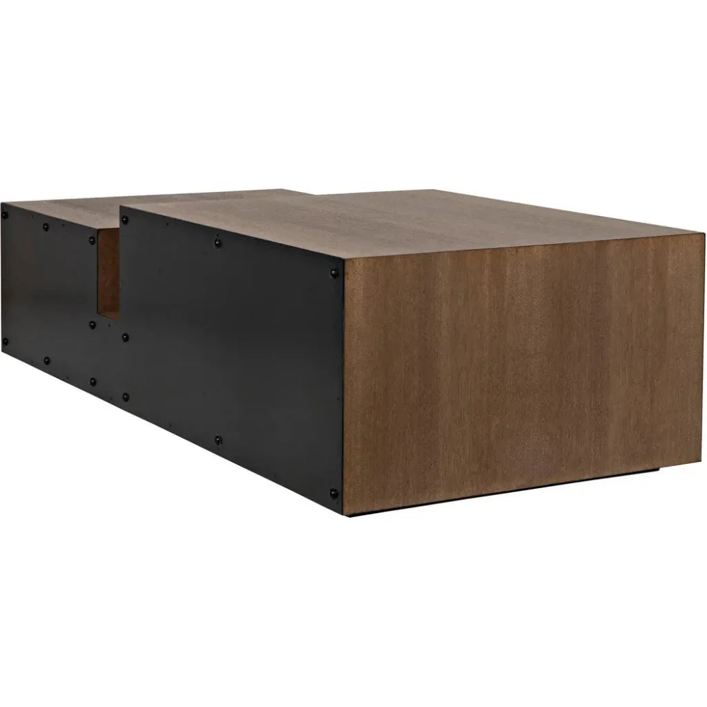Nido Wood & Black Steel Rectangle Coffee Table - LOOMLAN - Noir - Coffee Tables