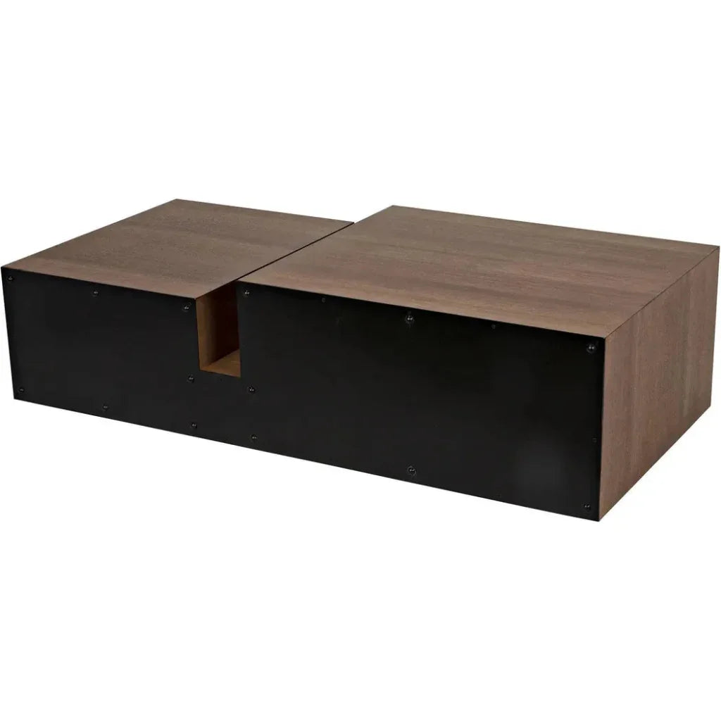 Nido Wood & Black Steel Rectangle Coffee Table - LOOMLAN - Noir - Coffee Tables