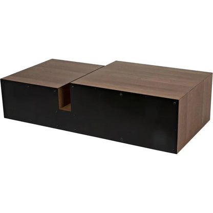Nido Wood & Black Steel Rectangle Coffee Table - LOOMLAN - Noir - Coffee Tables