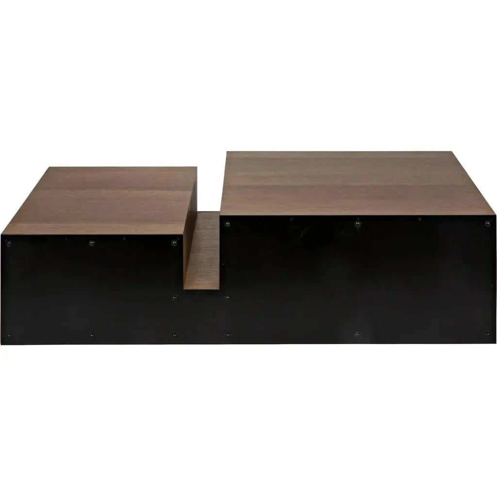 Nido Wood & Black Steel Rectangle Coffee Table - LOOMLAN - Noir - Coffee Tables