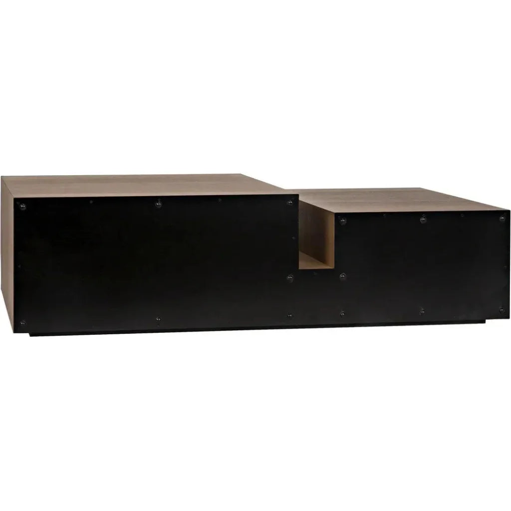 Nido Wood & Black Steel Rectangle Coffee Table - LOOMLAN - Noir - Coffee Tables