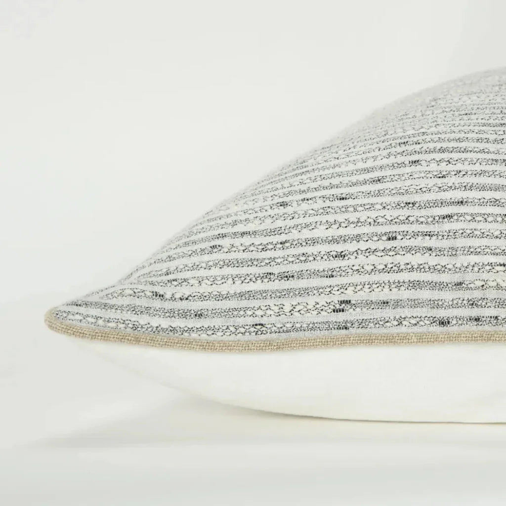 Niko Burlap Gray Throw Pillow Down Insert - LOOMLAN - LOOMLAN - Throw Pillows