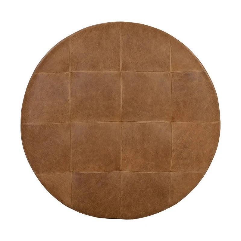 Nilda Ottoman - Camel Leather Solid Beech Wood Base - LOOMLAN - SUNPAN - Ottomans