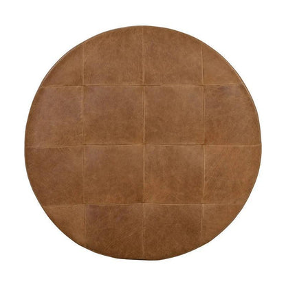 Nilda Ottoman - Camel Leather Solid Beech Wood Base - LOOMLAN - SUNPAN - Ottomans