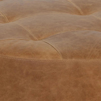 Nilda Ottoman - Camel Leather Solid Beech Wood Base - LOOMLAN - SUNPAN - Ottomans