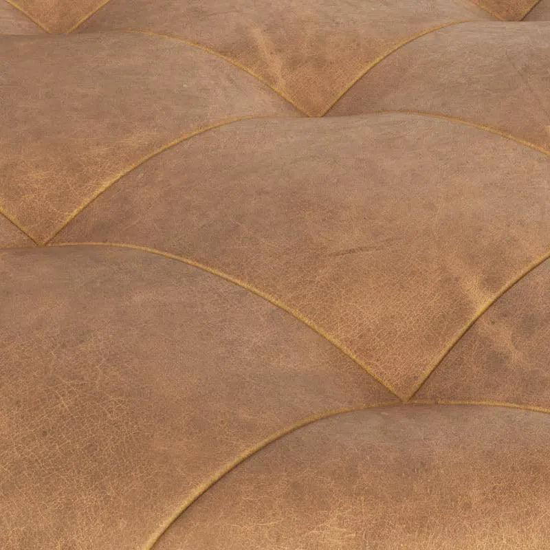 Nilda Ottoman - Camel Leather Solid Beech Wood Base - LOOMLAN - SUNPAN - Ottomans