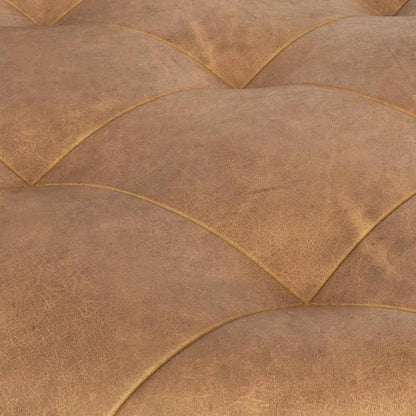 Nilda Ottoman - Camel Leather Solid Beech Wood Base - LOOMLAN - SUNPAN - Ottomans