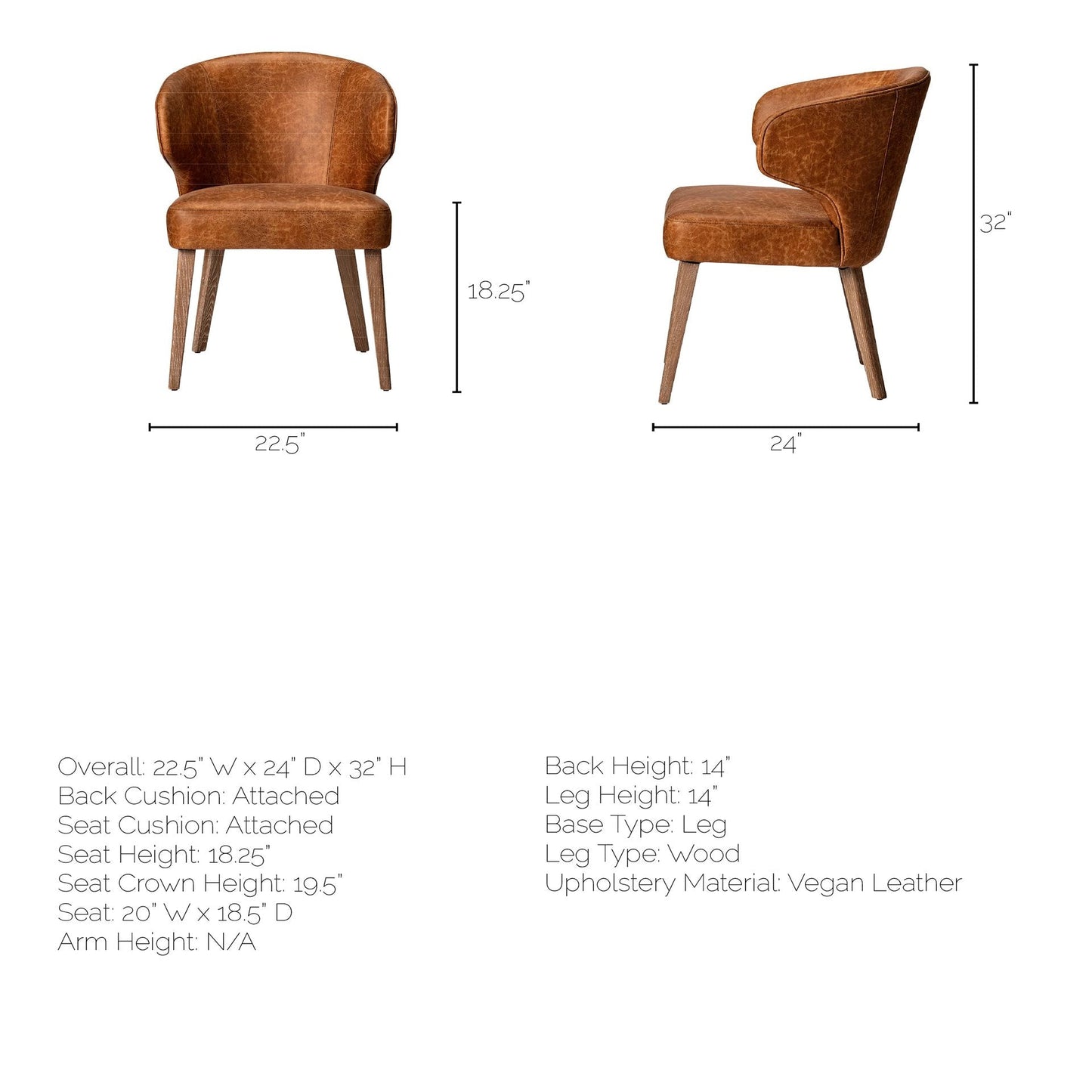 Niles Leather Armless Dining Chair (Set of 2)