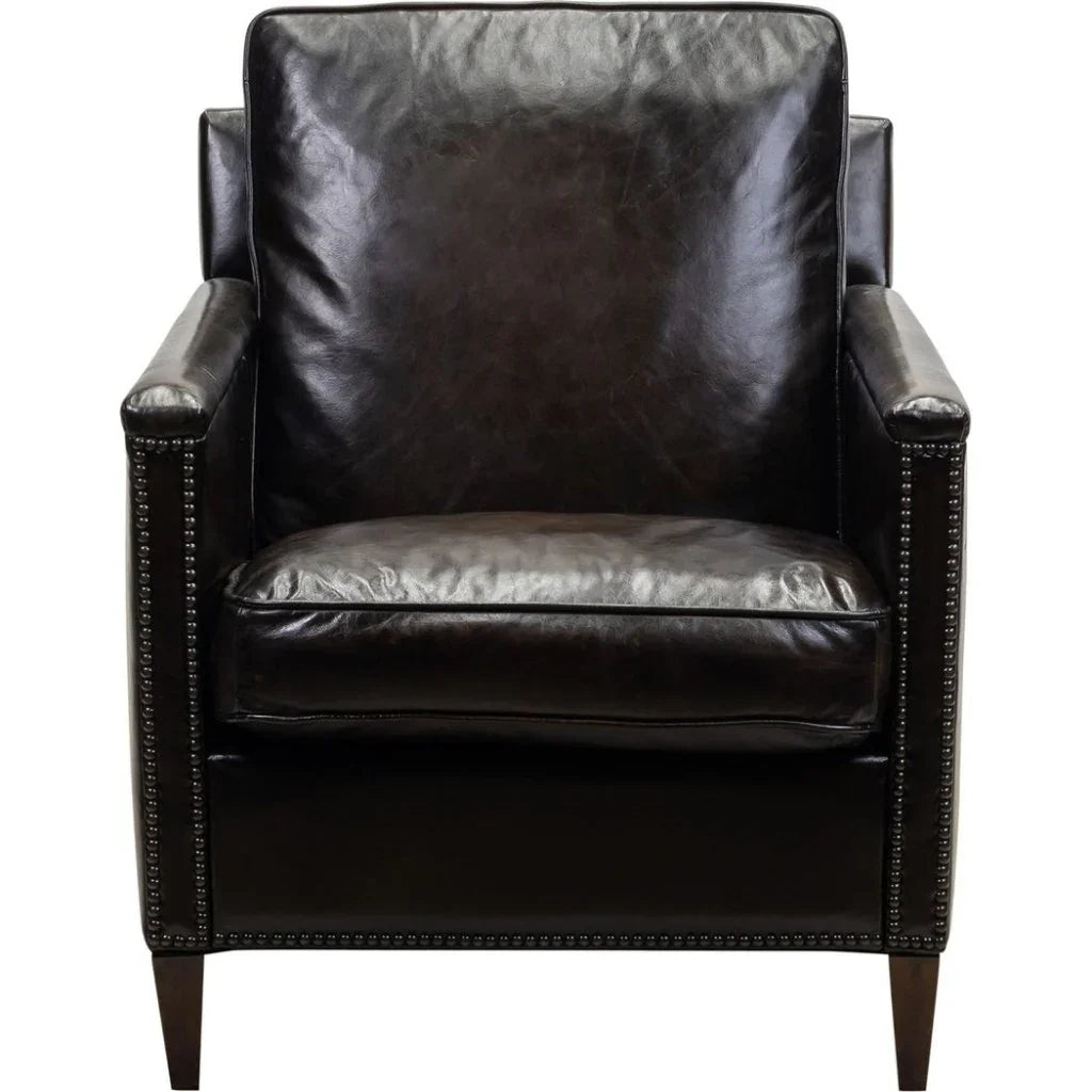 Nina Leather In Wakefield Charcoal Chair - LOOMLAN - Olivia + Quinn - Club Chairs