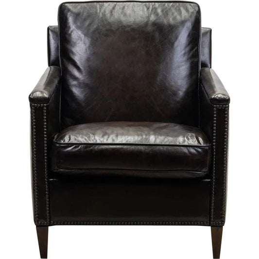 Nina Leather In Wakefield Charcoal Chair - LOOMLAN - Olivia + Quinn - Club Chairs