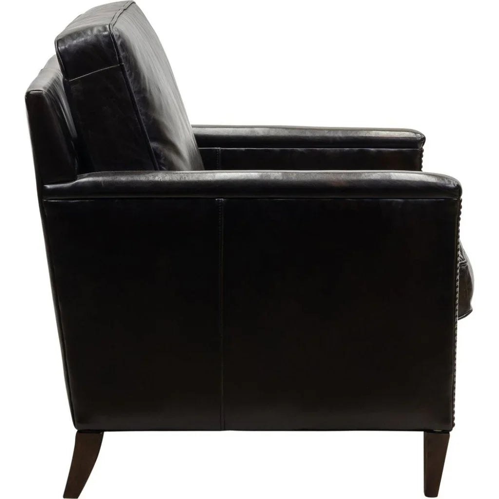 Nina Leather In Wakefield Charcoal Chair - LOOMLAN - Olivia + Quinn - Club Chairs