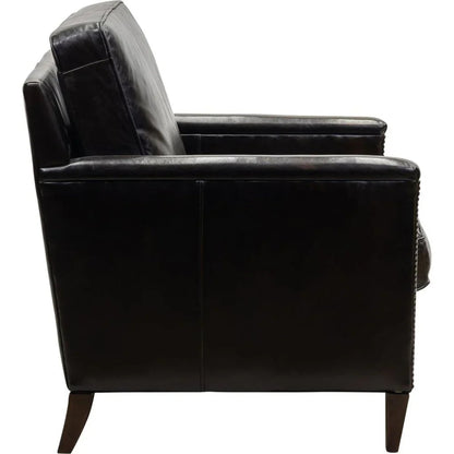 Nina Leather In Wakefield Charcoal Chair - LOOMLAN - Olivia + Quinn - Club Chairs