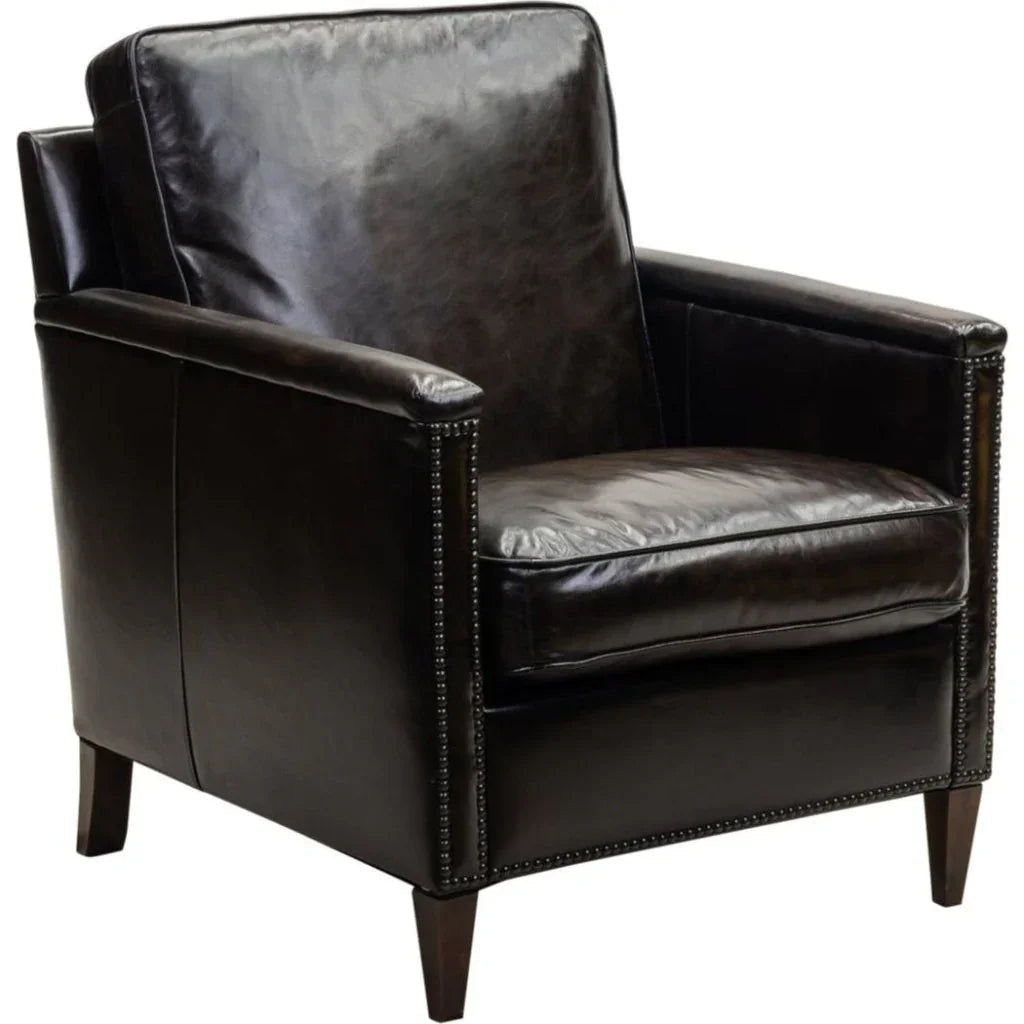 Nina Leather In Wakefield Charcoal Chair - LOOMLAN - Olivia + Quinn - Club Chairs