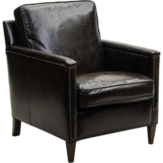 Nina Leather In Wakefield Charcoal Chair - LOOMLAN - Olivia + Quinn - Club Chairs