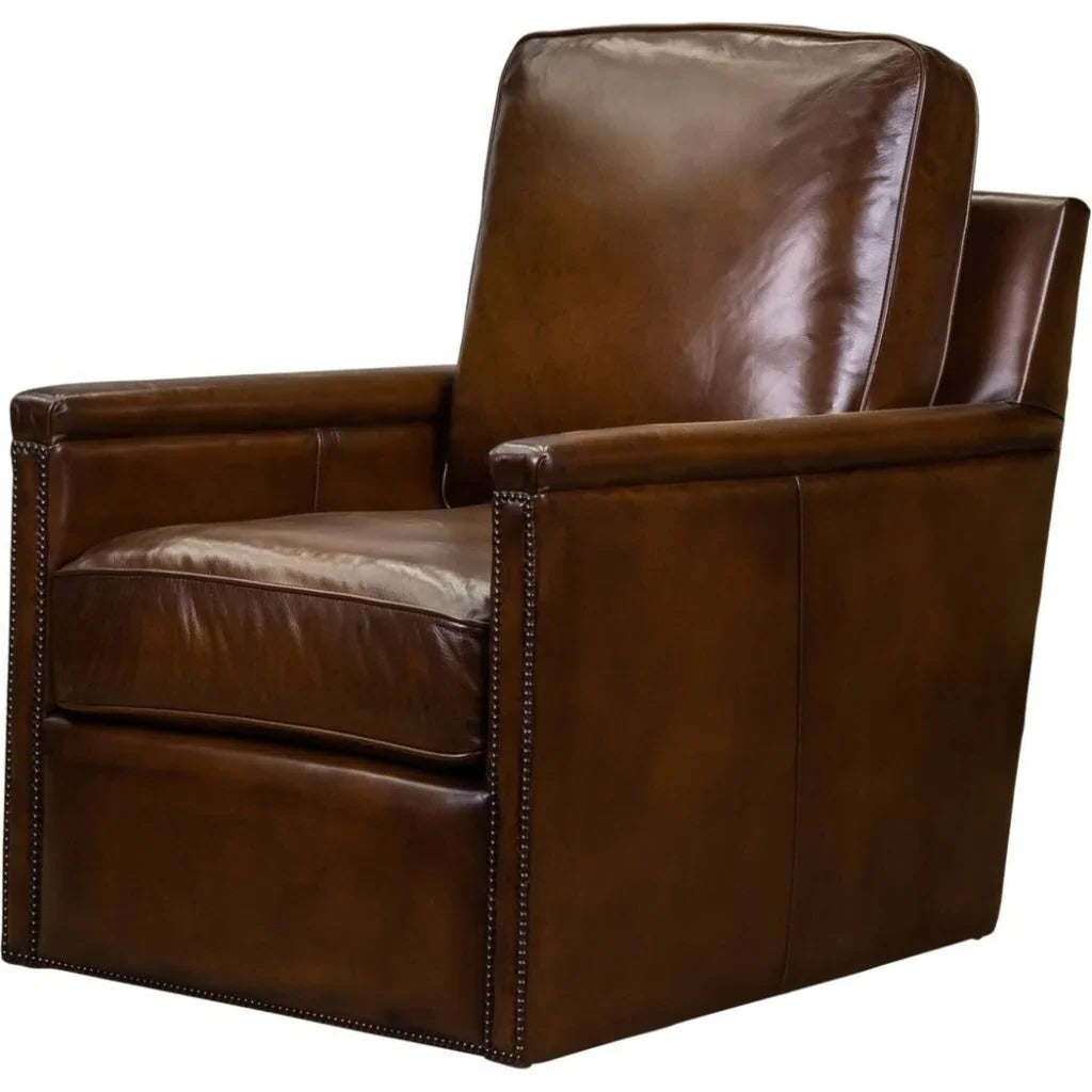 Nina Leather Stylish Comfort Swivel Chair - LOOMLAN - Olivia + Quinn - Club Chairs