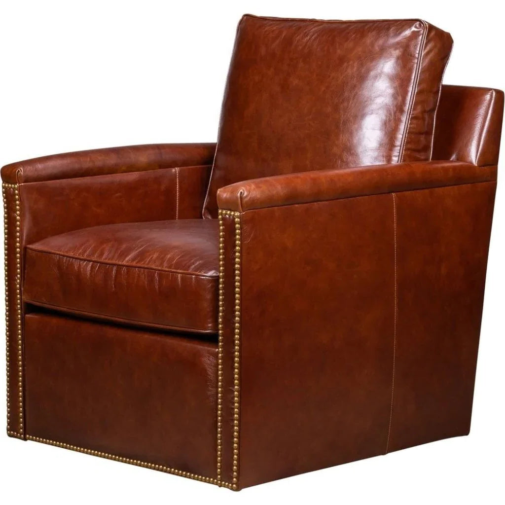 Nina Leather Stylish Comfort Swivel Chair - LOOMLAN - Olivia + Quinn - Club Chairs