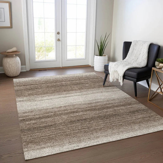 Nira Brown Washable Indoor-Outdoor Rug-Outdoor Rugs-LOOMLAN Rugs-LOOMLAN
