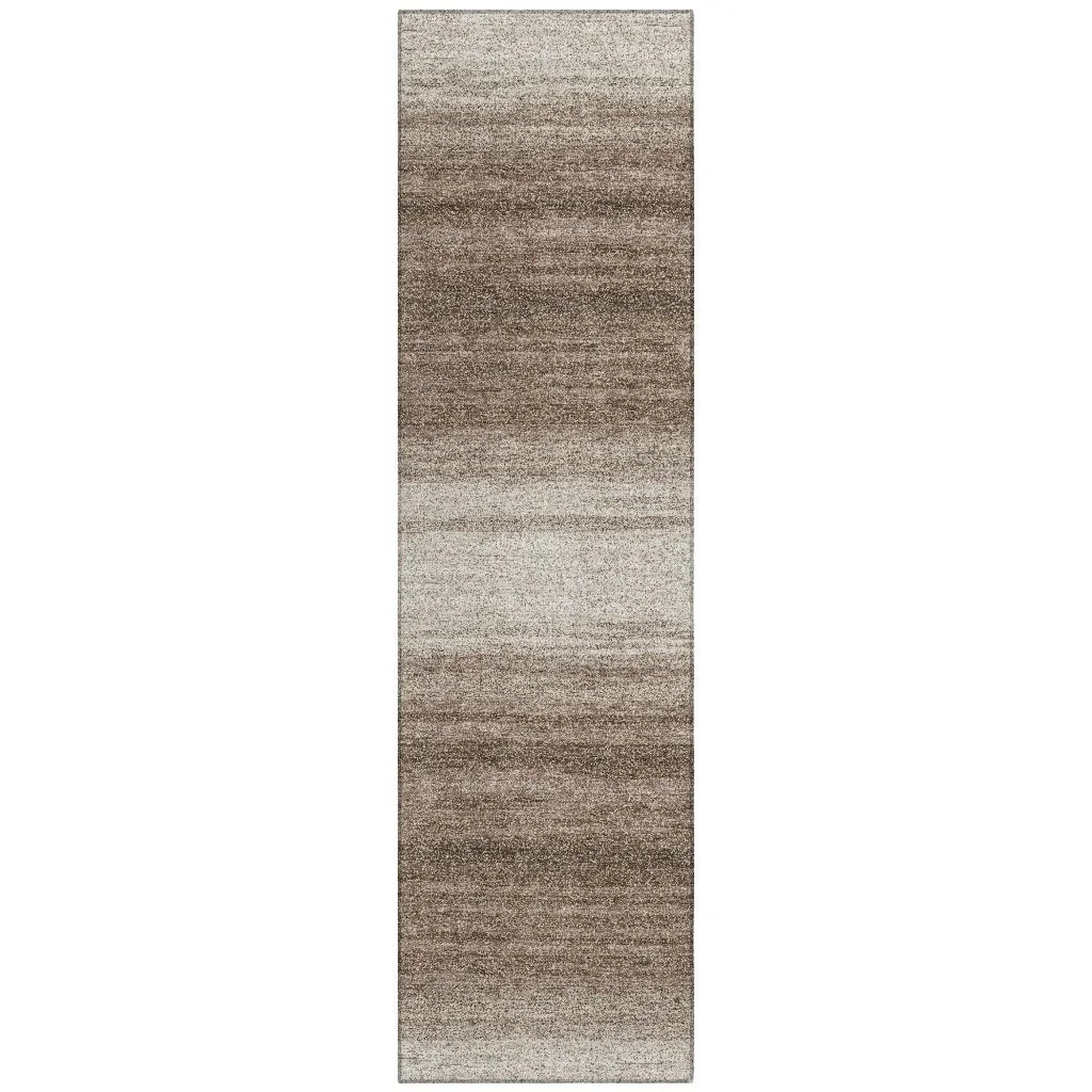 Nira Brown Washable Indoor-Outdoor Rug-Outdoor Rugs-LOOMLAN Rugs-2'3" x 7'6"-LOOMLAN