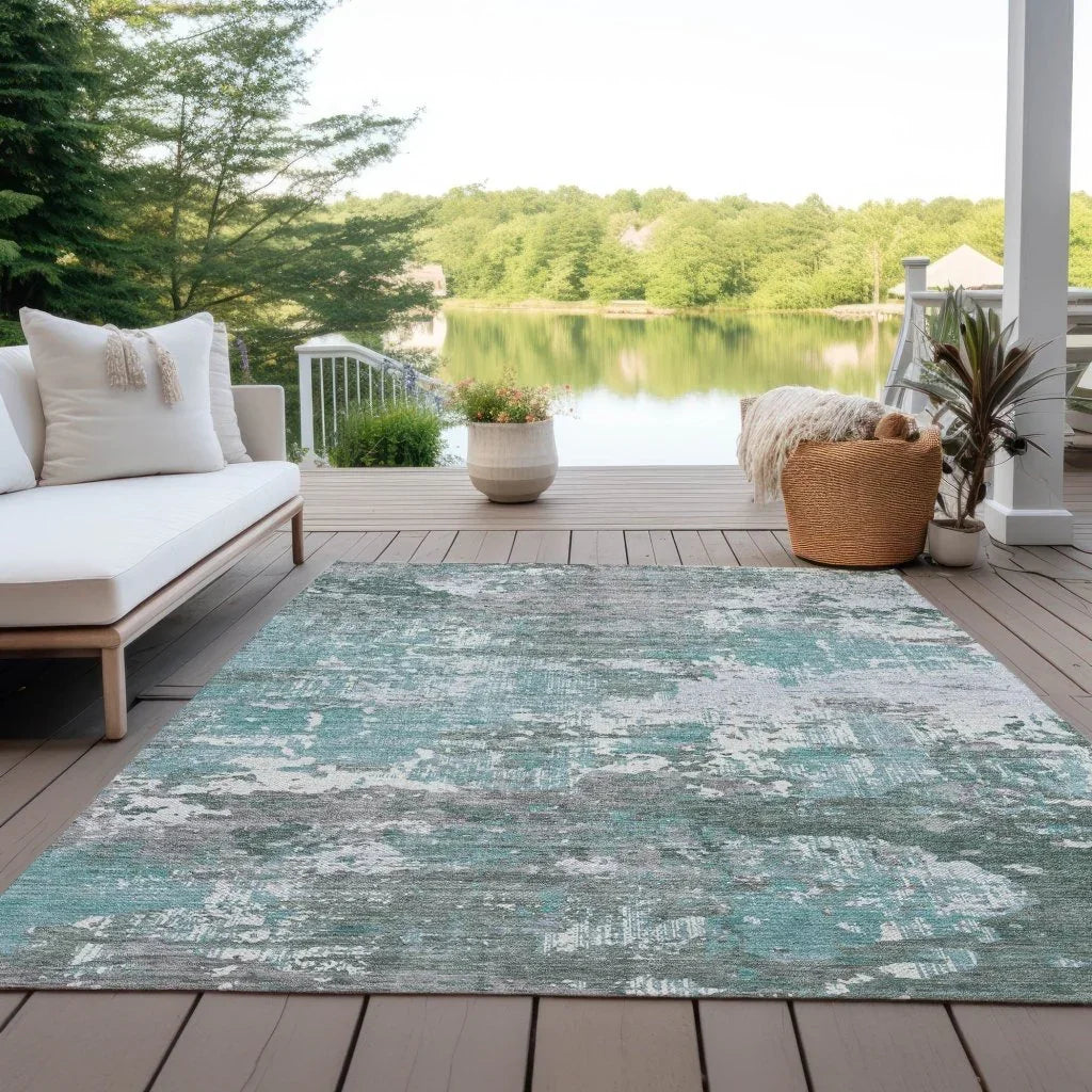 Nixane Blue Washable Indoor - Outdoor Rug - LOOMLAN - LOOMLAN Rugs - Outdoor Rugs