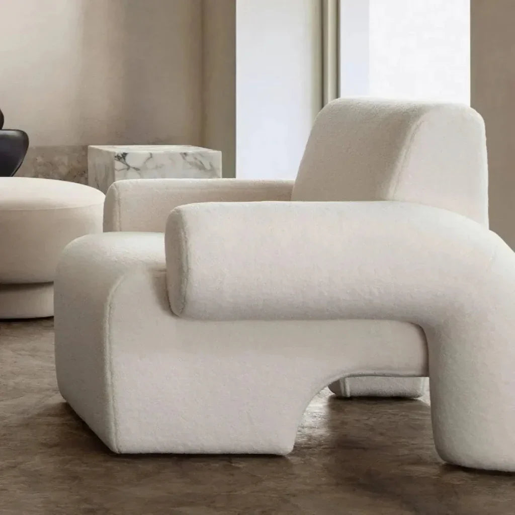 Noa Accent Chair in Ivory Sherpa Fabric - LOOMLAN - Diamond Sofa - Club Chairs