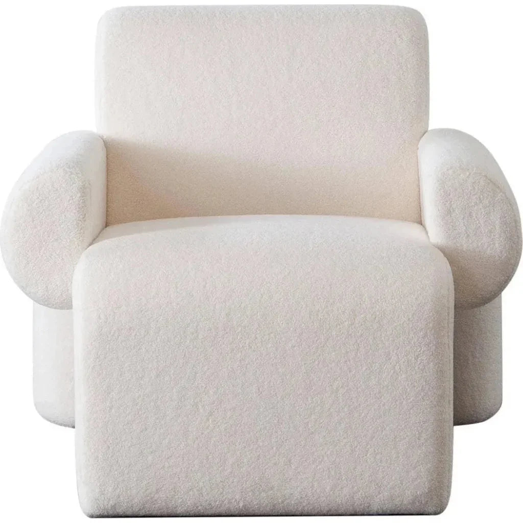 Noa Accent Chair in Ivory Sherpa Fabric - LOOMLAN - Diamond Sofa - Club Chairs