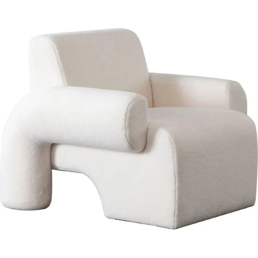 Noa Accent Chair in Ivory Sherpa Fabric - LOOMLAN - Diamond Sofa - Club Chairs