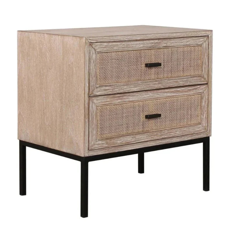 Noah Natural Wooden Bedside Table - LOOMLAN - Artesia - Nightstands