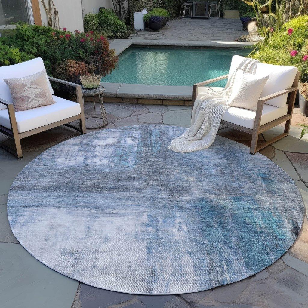Nocturne Blue Washable Indoor-Outdoor Rug-Outdoor Rugs-LOOMLAN Rugs-LOOMLAN