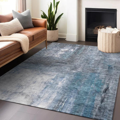 Nocturne Blue Washable Indoor-Outdoor Rug-Outdoor Rugs-LOOMLAN Rugs-LOOMLAN