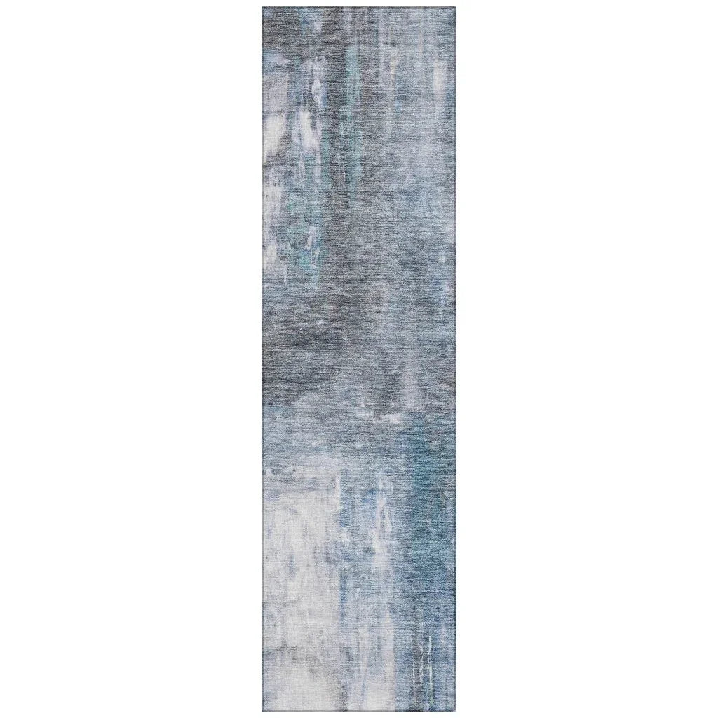 Nocturne Blue Washable Indoor-Outdoor Rug-Outdoor Rugs-LOOMLAN Rugs-2'3" x 7'6"-LOOMLAN