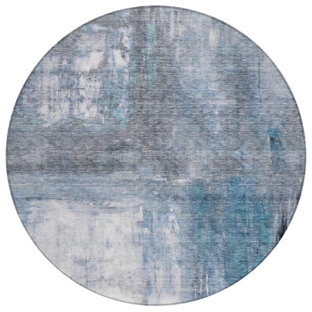 Nocturne Blue Washable Indoor-Outdoor Rug-Outdoor Rugs-LOOMLAN Rugs-8' x 8'-LOOMLAN