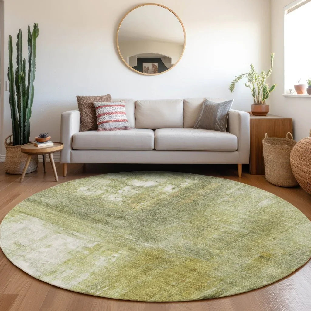 Nocturne Green Washable Indoor-Outdoor Rug-Outdoor Rugs-LOOMLAN Rugs-LOOMLAN