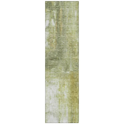 Nocturne Green Washable Indoor-Outdoor Rug-Outdoor Rugs-LOOMLAN Rugs-2'3" x 7'6"-LOOMLAN