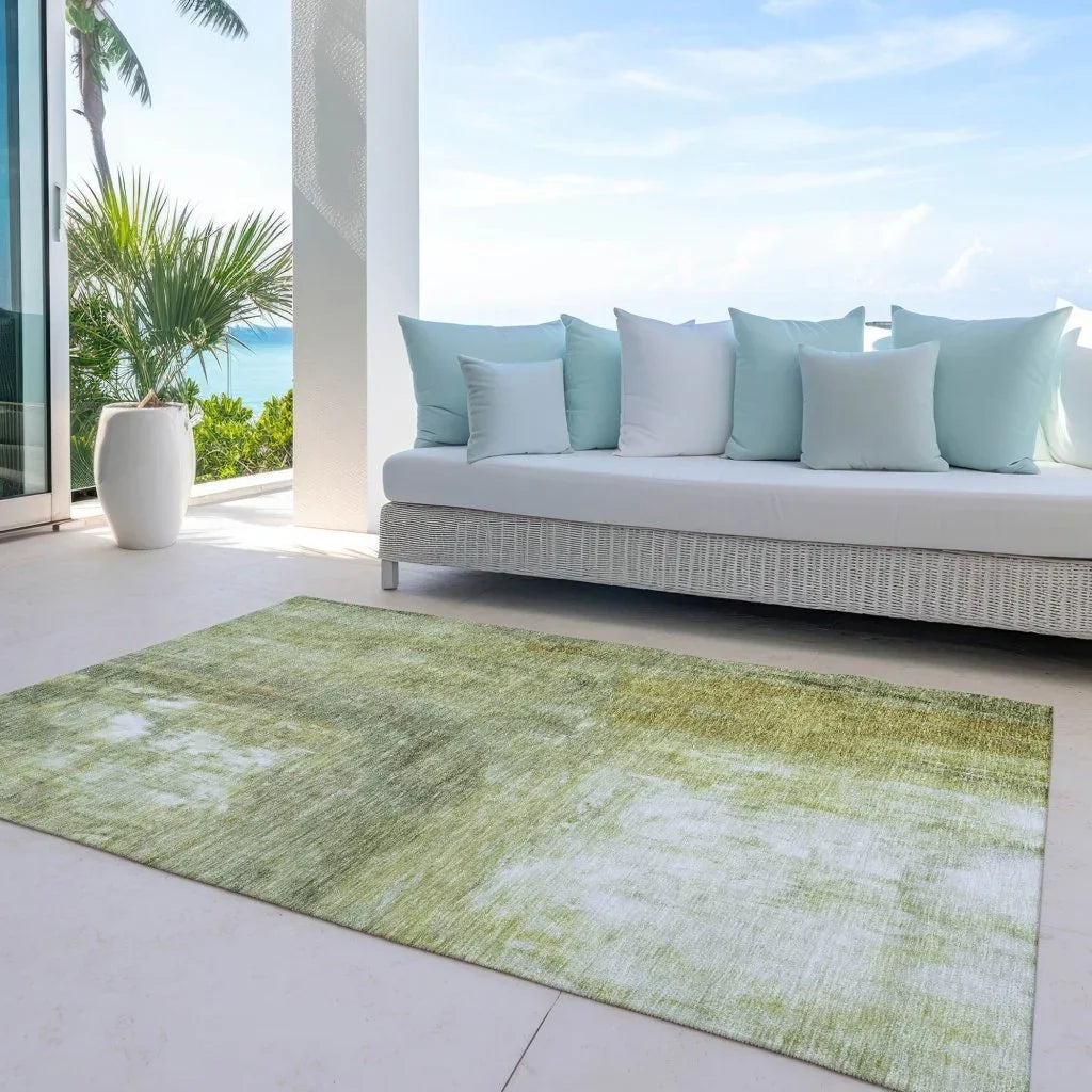 Nocturne Green Washable Indoor-Outdoor Rug-Outdoor Rugs-LOOMLAN Rugs-LOOMLAN