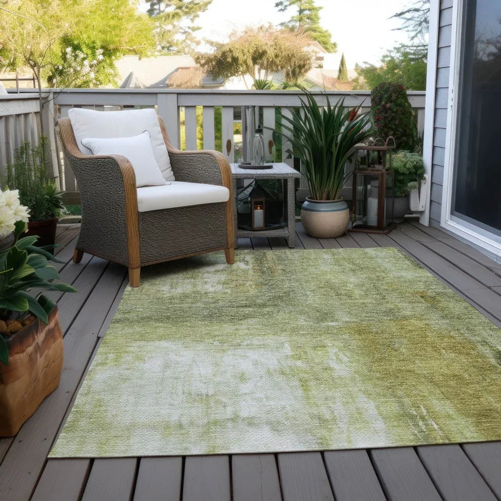 Nocturne Green Washable Indoor-Outdoor Rug-Outdoor Rugs-LOOMLAN Rugs-LOOMLAN
