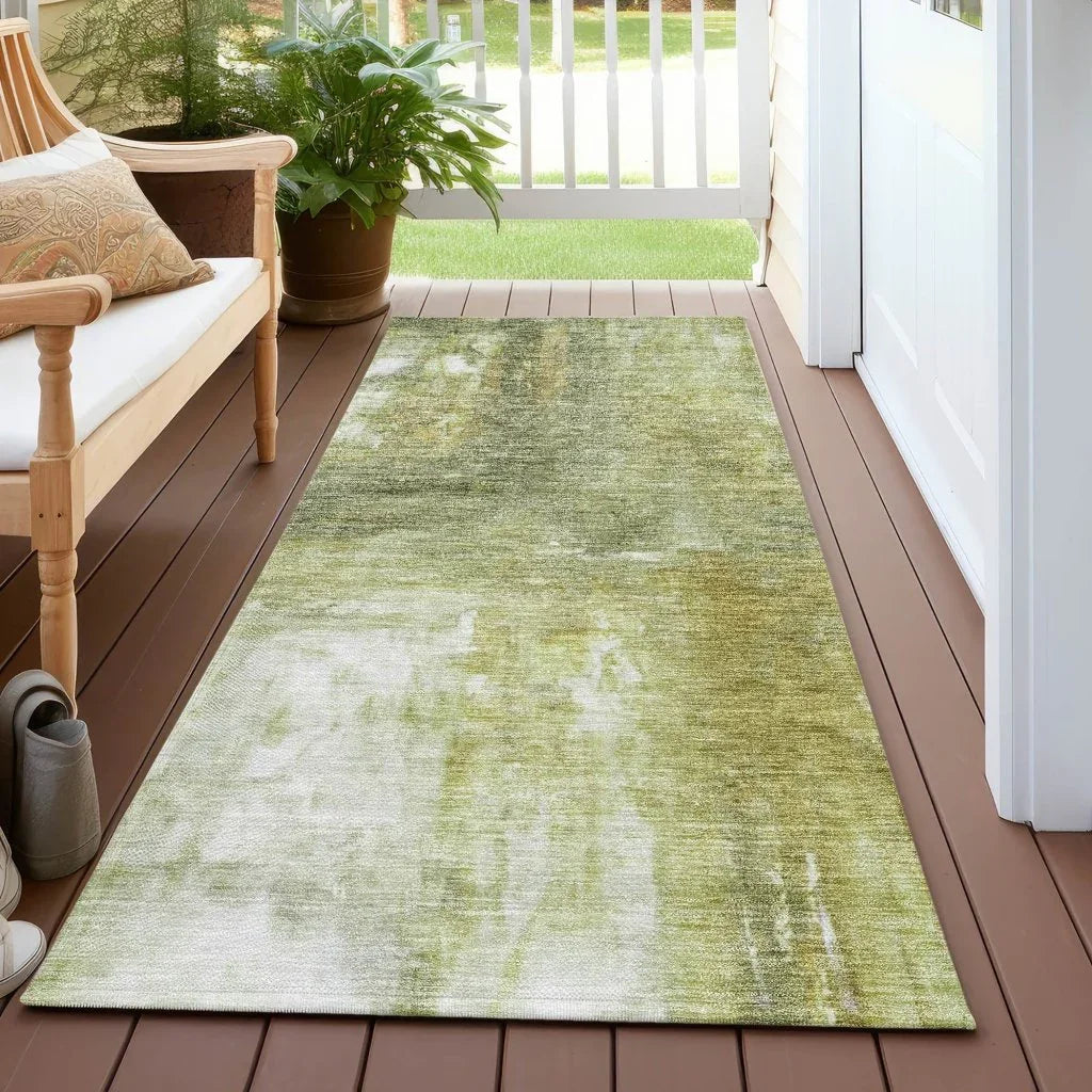 Nocturne Green Washable Indoor-Outdoor Rug-Outdoor Rugs-LOOMLAN Rugs-LOOMLAN