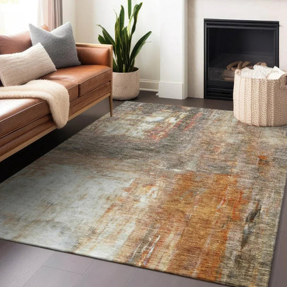 Nocturne Orange Washable Indoor-Outdoor Rug-Outdoor Rugs-LOOMLAN Rugs-LOOMLAN