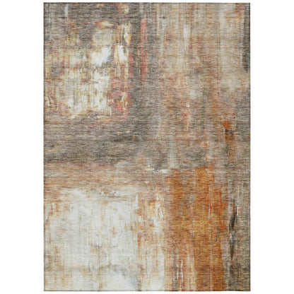 Nocturne Orange Washable Indoor-Outdoor Rug-Outdoor Rugs-LOOMLAN Rugs-2'6" x 3'10"-LOOMLAN