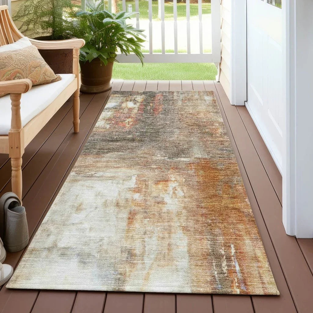 Nocturne Orange Washable Indoor-Outdoor Rug-Outdoor Rugs-LOOMLAN Rugs-LOOMLAN