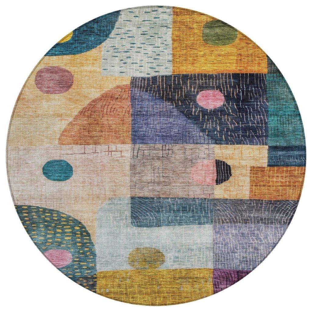 Noel Green Washable Indoor-Outdoor Rug-Outdoor Rugs-LOOMLAN Rugs-8' x 8'-LOOMLAN