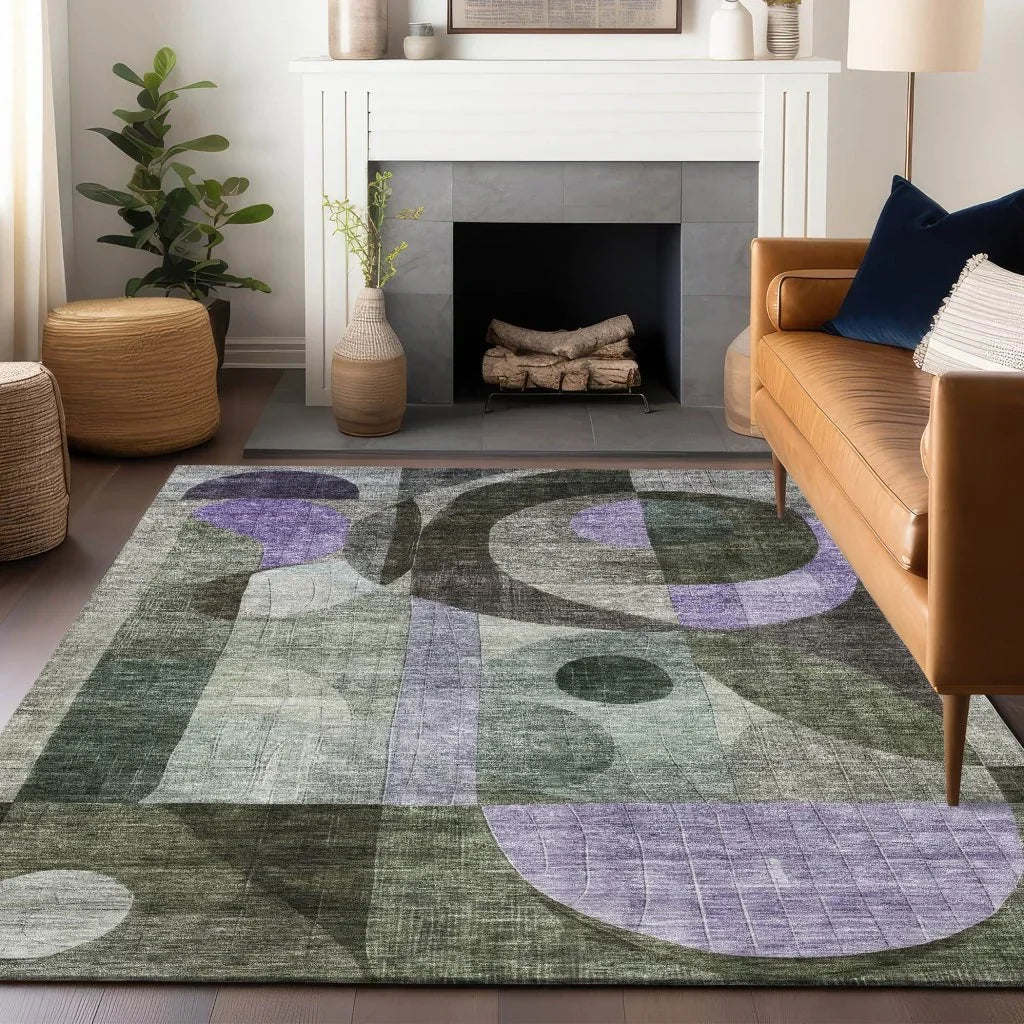 Noel Olive Washable Indoor-Outdoor Rug-Outdoor Rugs-LOOMLAN Rugs-LOOMLAN