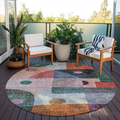 Noel Orange Washable Indoor-Outdoor Rug-Outdoor Rugs-LOOMLAN Rugs-LOOMLAN