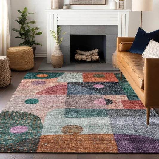 Noel Orange Washable Indoor-Outdoor Rug-Outdoor Rugs-LOOMLAN Rugs-LOOMLAN