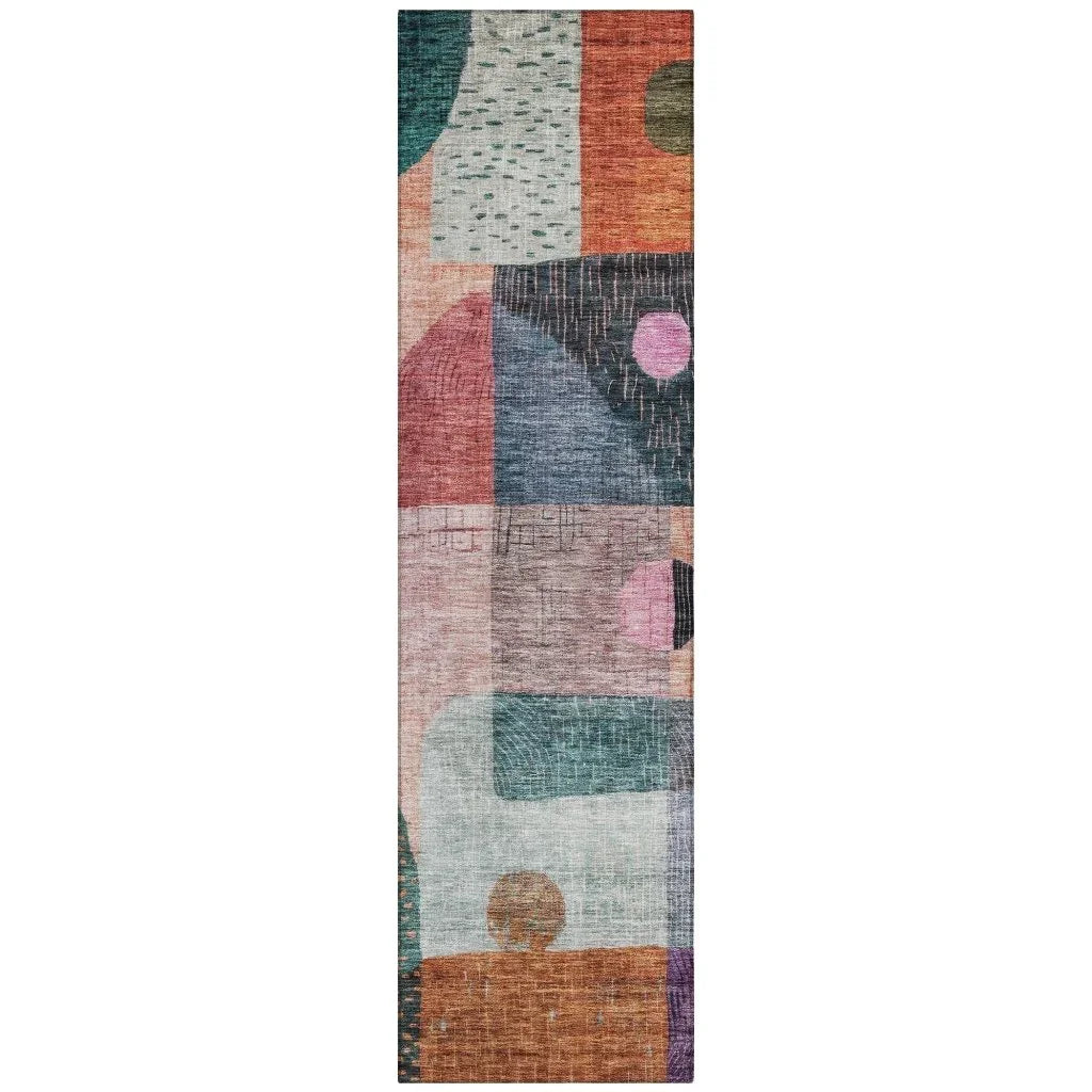 Noel Orange Washable Indoor-Outdoor Rug-Outdoor Rugs-LOOMLAN Rugs-2'3" x 7'6"-LOOMLAN