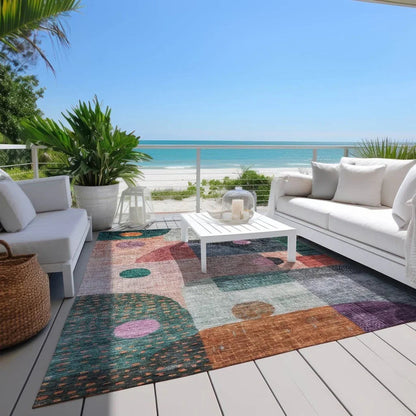 Noel Orange Washable Indoor-Outdoor Rug-Outdoor Rugs-LOOMLAN Rugs-LOOMLAN