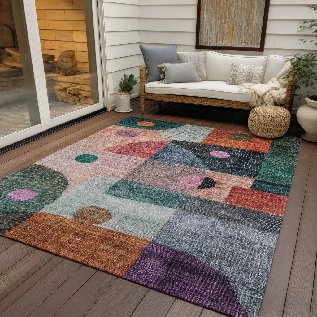 Noel Orange Washable Indoor-Outdoor Rug-Outdoor Rugs-LOOMLAN Rugs-LOOMLAN