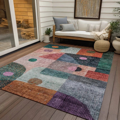 Noel Orange Washable Indoor-Outdoor Rug-Outdoor Rugs-LOOMLAN Rugs-LOOMLAN